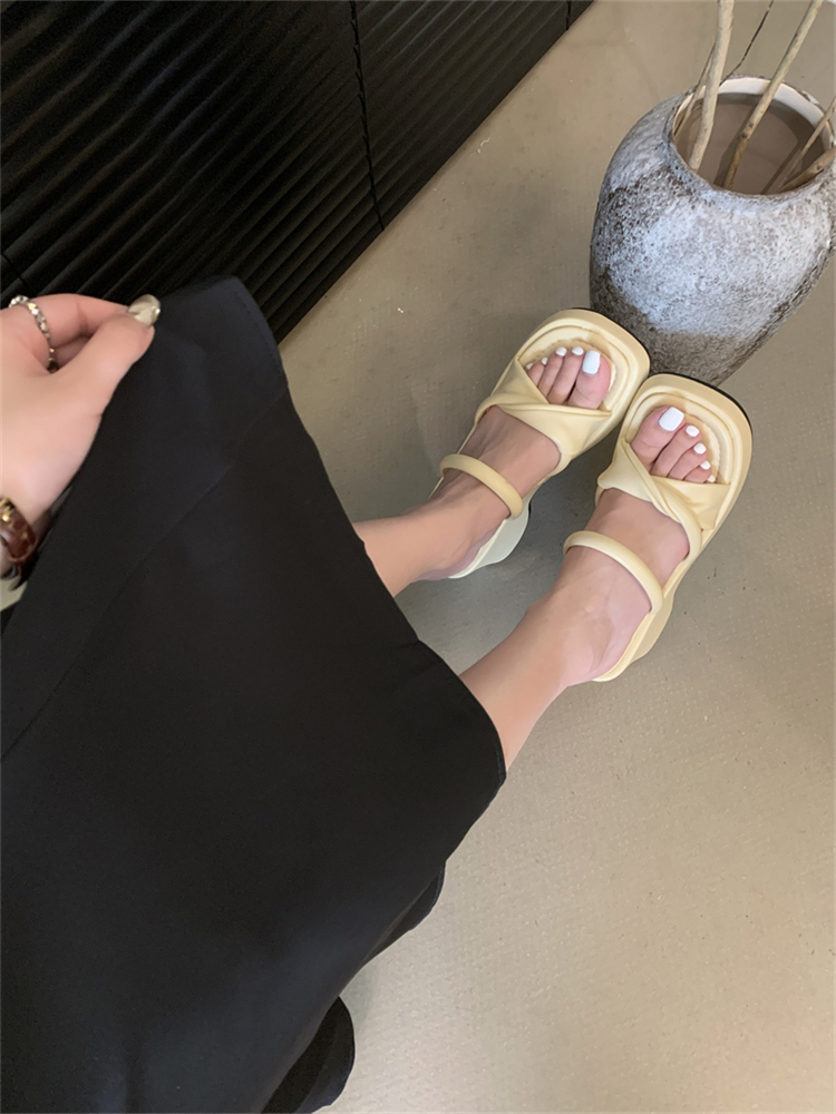 Women's Summer Platform Sandals 2024 New Korean Style French Evening Fairy Casual Beach Slippers - Image 3