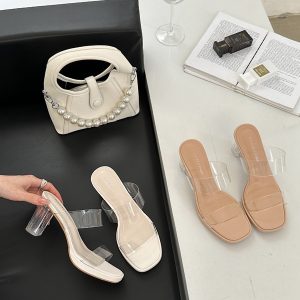 2025 Spring Crystal Heel 9cm Classic Versatile Women's High Heels