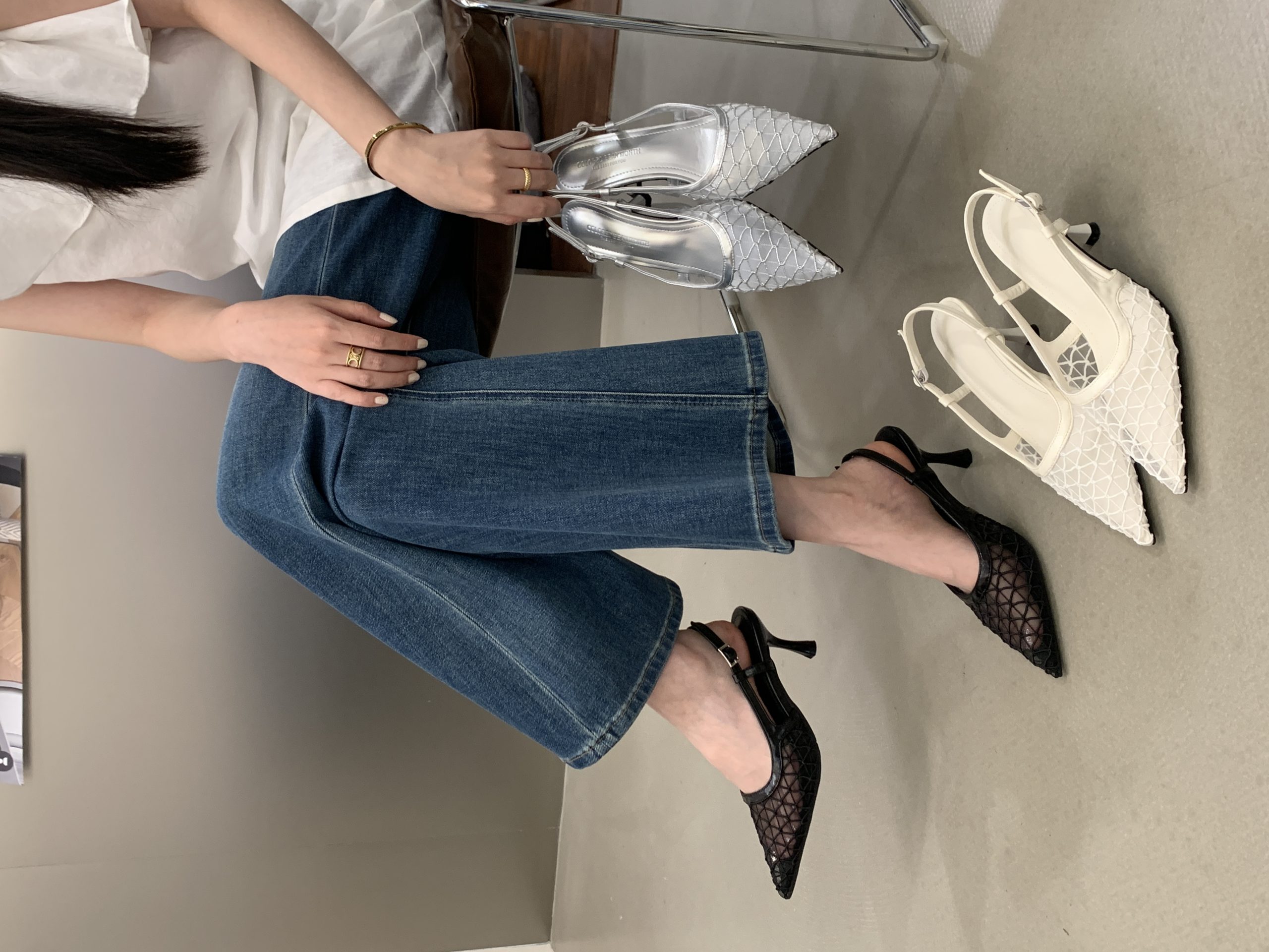 2026 New Style Thin Heel Pointed Toe Breathable Mesh Open Toe Sandals Summer Elegant Hollow Comfortable Women Shoes - Image 3