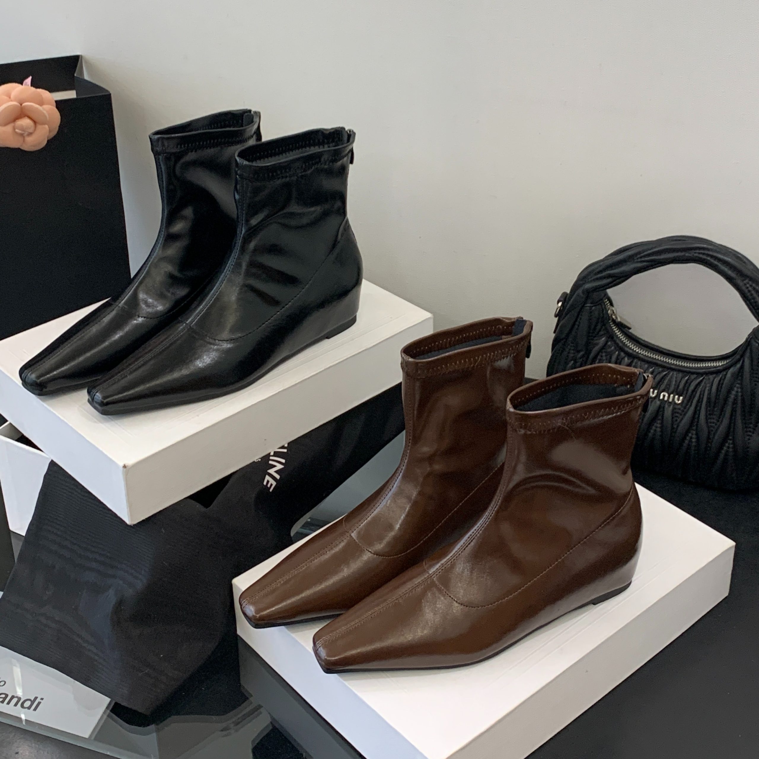 2025 New Autumn Winter Small Square Toe Hidden Heel Short Boots Slim Fashion Comfortable Versatile Women Boots - Image 5
