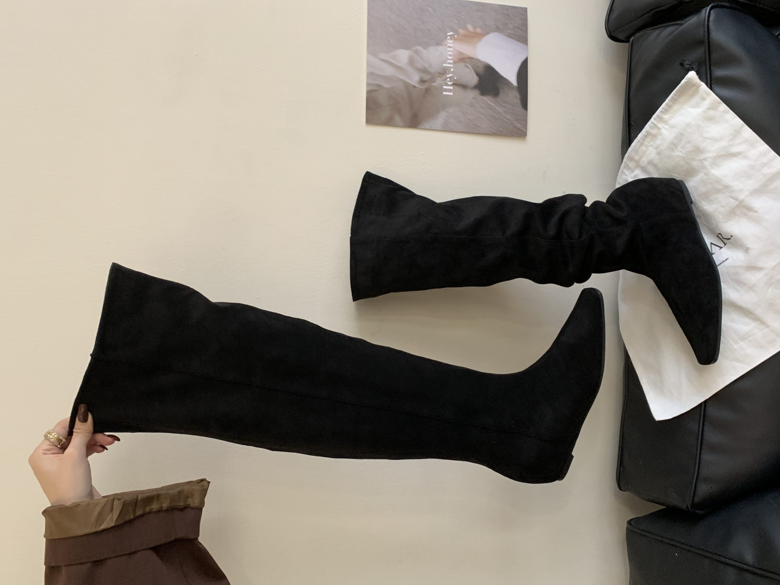 2025 New Autumn Winter Small Square Toe Invisible Height Increase Over Knee Boots Slim Fit Fashion Comfortable Riding Boots - Image 3