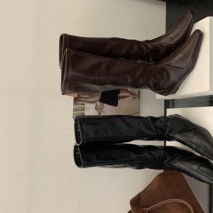 2025 New Autumn Winter Women's Square Toe Platform Knee High Riding Boots with Hidden Heel