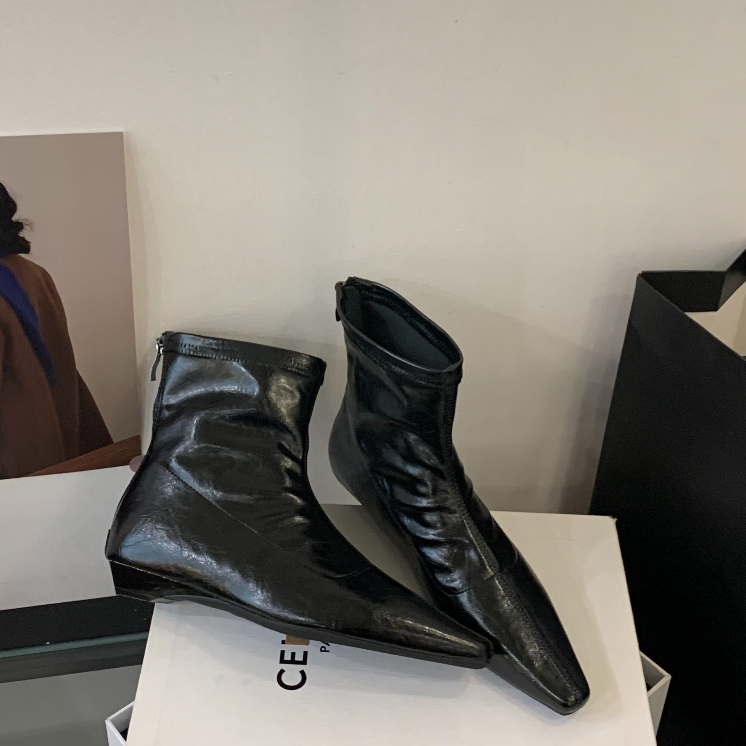 2025 New Style French Short Boots for Women Fashion Comfortable Flat Square Toe Slim Fit Commuter Boots - Image 5