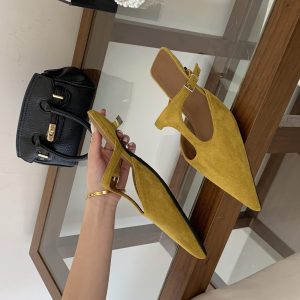 2026 New Summer Korean Style Pointed Toe Low Heel Buckle Slide Comfortable Commute Versatile Women's Shoes