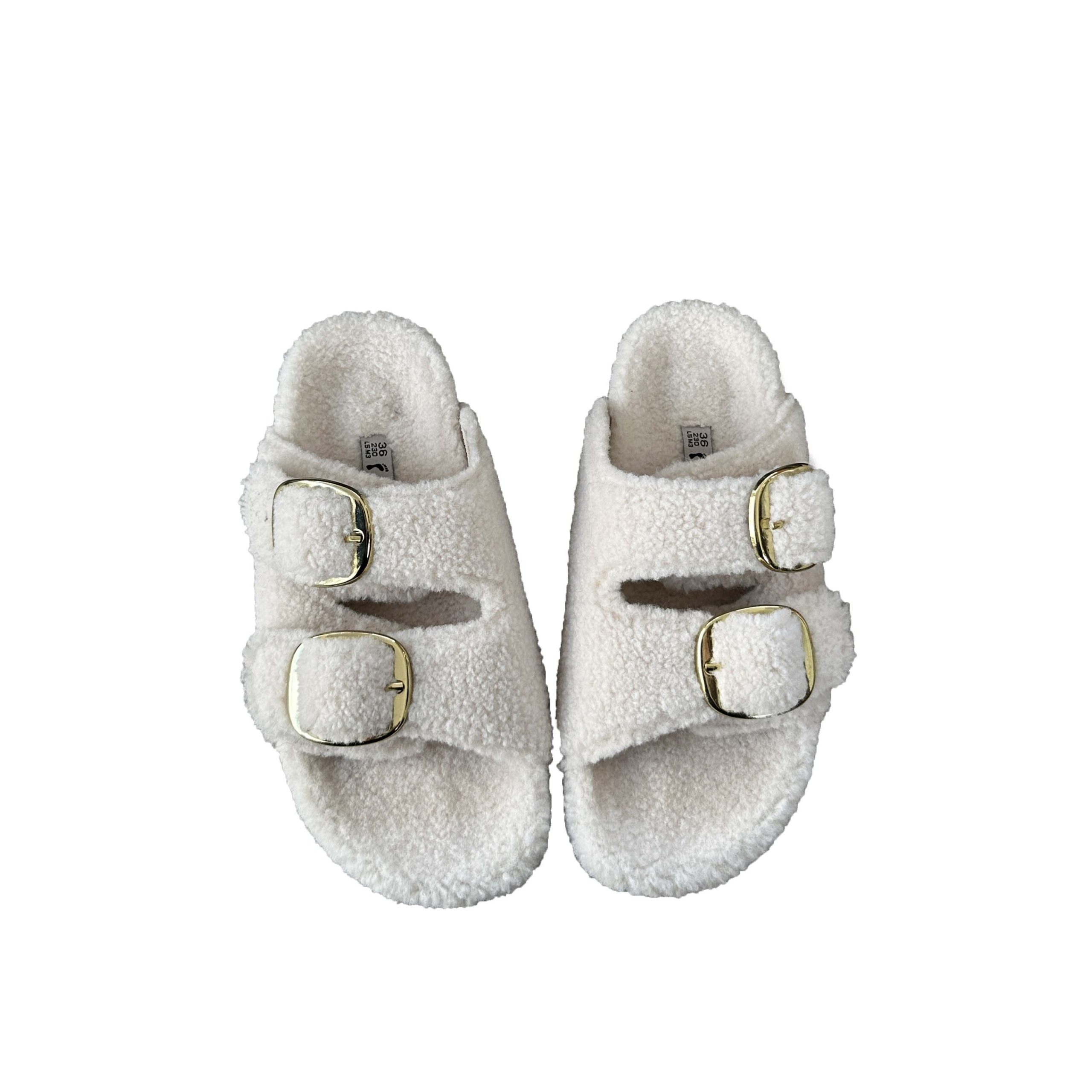 Double Buckle Classic Minimalist Faux Fur Slippers - Style ed9258 - Image 5