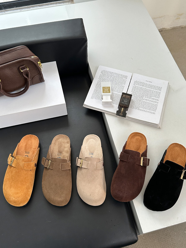 New Korean Style Women's Closed Toe Suede Slippers Low Heel - Image 3