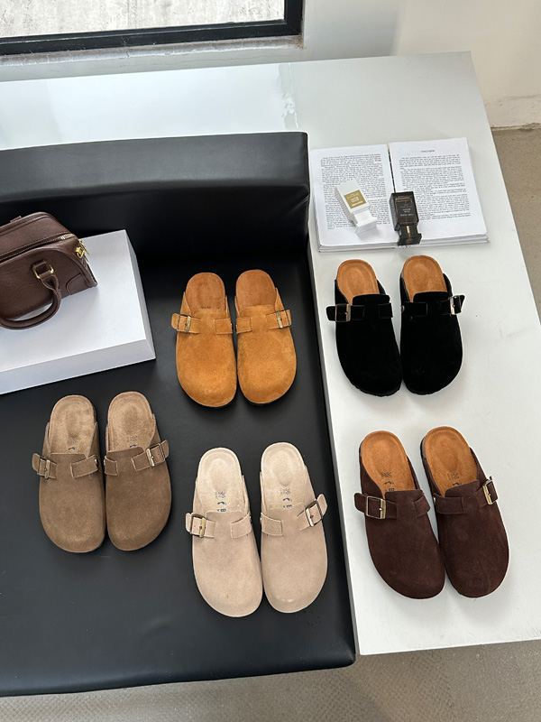 New Korean Style Women's Closed Toe Suede Slippers Low Heel - Image 4