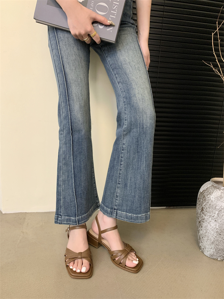 Niche High-End Women's Sandals 2024 Summer New Thick Heel Open Toe Square Toe French Roman Shoes - Image 3