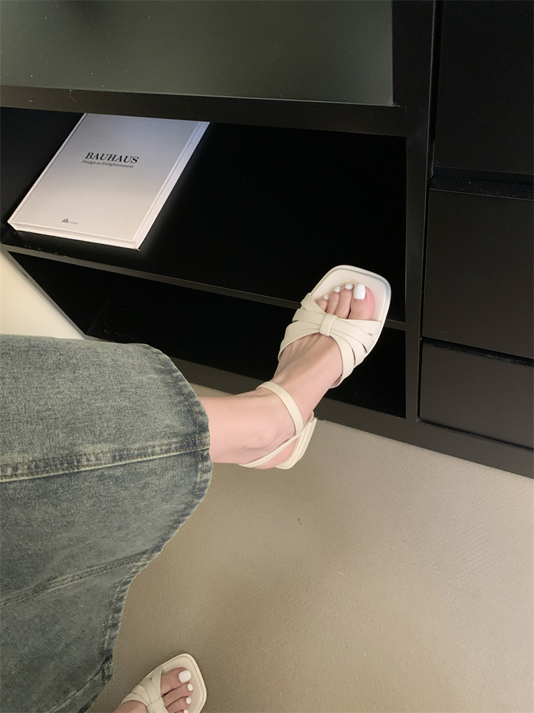 Niche High-End Women's Sandals 2024 Summer New Thick Heel Open Toe Square Toe French Roman Shoes - Image 4